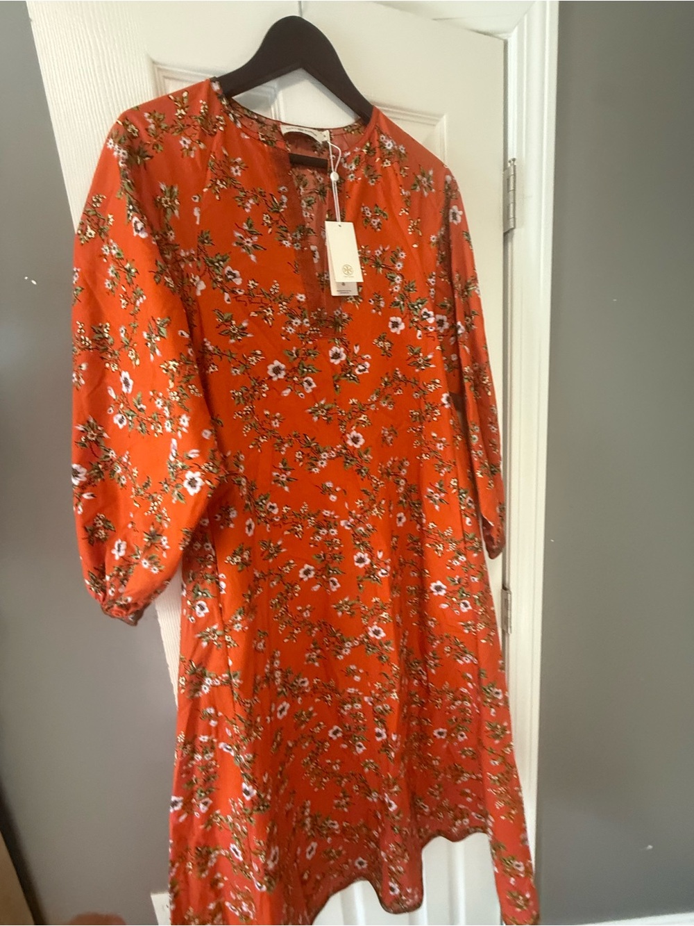 Tory Burch  Orange printed tie- Sleeve tunic dress ( no including the self-belt🦋 - Picture 5 of 8